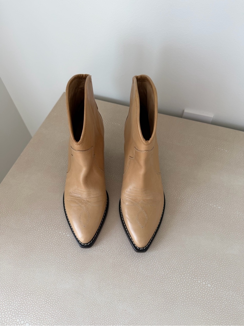 Isabel Marant Pointed-Toe Western Ankle Boots in Tan